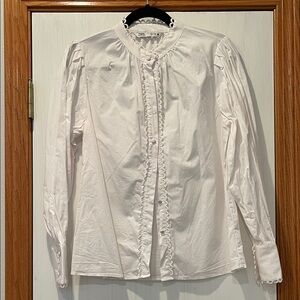 Zara White Button-Up Blouse Size S